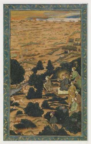 Anonymous. 20th centuryFour miniature painting, depicting a) Shah Jahan hunting, b) [...]