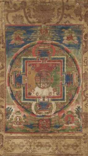 A Tibetan mandala of Guhyasamaja Akshobhyavajra. 17th/18th centuryWith 32 deities [...]