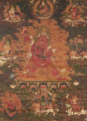 A Tibetochinese thangka of Rakta Yamari. 18th centuryThe Red Conquerer of Death [...]