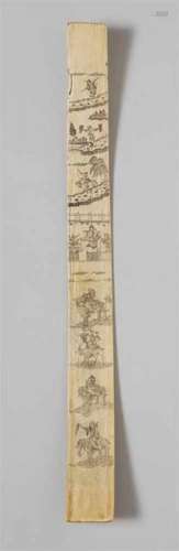 An ivory sceptre. Qing dynasty, 19th centuryOf narrow and slightly curved shape, the [...]