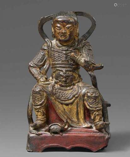 A lacquered and gilt bronze figure of Zhenwu, the god of the North. Ming dynasty, 17th