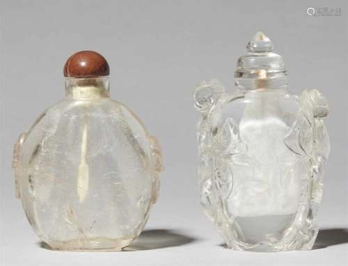 Two rock crystal snuff bottles. 18th/19th centuryWith a) silvery-gold rutile needles [...]