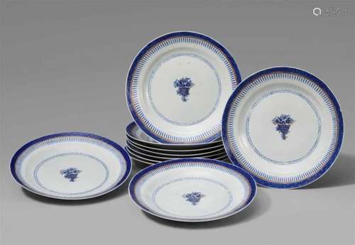 A set of ten blue and white dishes for the Scandinavian market. 18th centuryWith a [...]