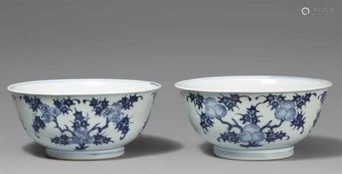 Two blue and white bowls. 18th centuryWith rounded sides, decorated in [...]