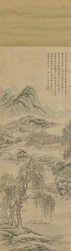 Da ChongguangSpring landscape with boat. Hanging scroll. Ink and colour on paper. [...]