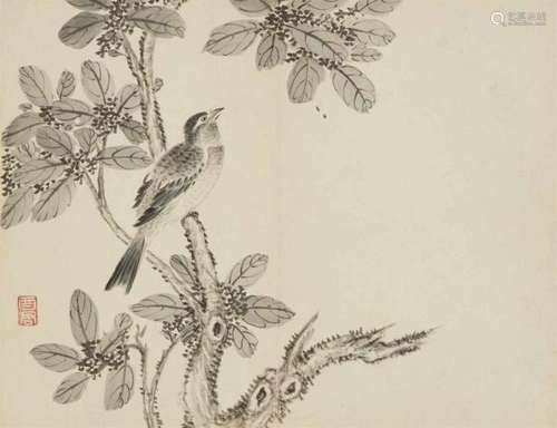 Jiang TingxiA folding album with depictions of birds and flowers on twelve leaves. [...]