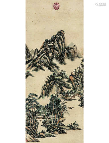 王原祁 1642～1715 王原祁 水村图 水村图 立轴 设色纸本