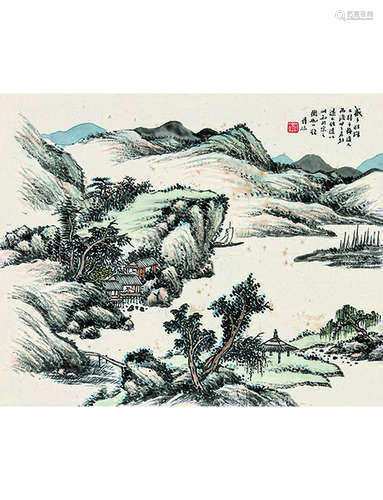 何维朴 1842～1922 何维朴 山居图 山居图 立轴 设色纸本