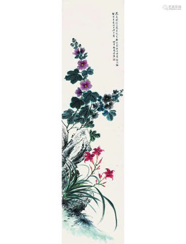 梅兰芳 1894～1961 梅兰芳 花卉 花卉 立轴 设色纸本