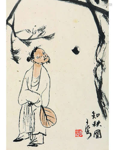 李可染 1907～1989 李可染 知秋图 知秋图 镜片 设色纸本