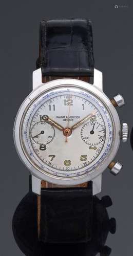 Baume et Mercier. Vers 1950. Chrono cadran acier s…