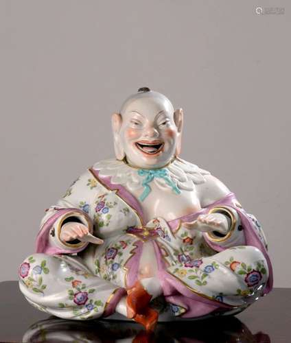 Grand bouddha en porcelaine polychrome à tête arti…