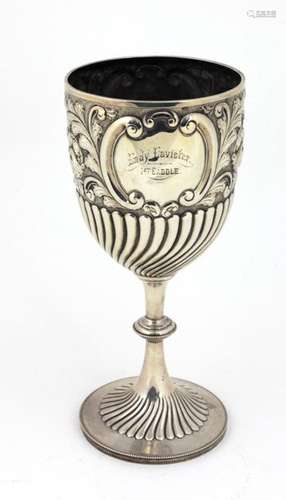 A tall silver Cup, with repouss‚ decoration and in…