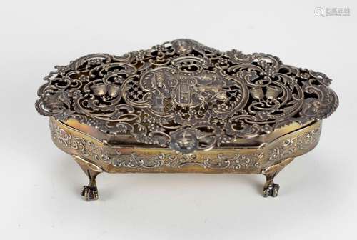 An attractive pierced decorated silver shaped Box,…