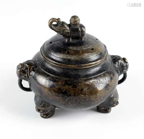 A Chinese bronze Incense Burner, with pierced cove…