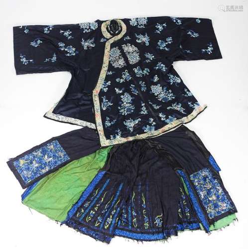 A fine quality 19th Century Chinese Robe, the dark…