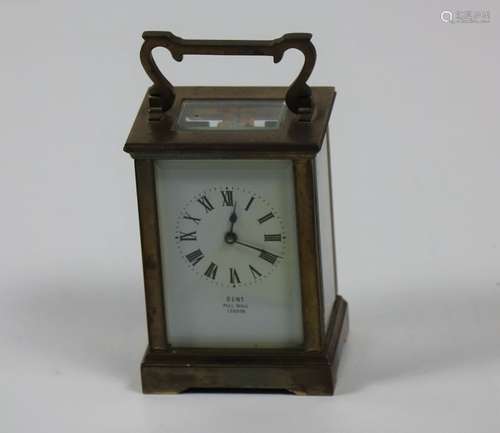 A small heavy brass cased Carriage Clock, the whit…