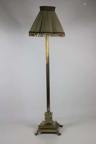 A heavy brass Corinthian column Lamp Standard, wit…