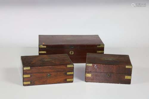 Three varied 19th Century mahogany brass bound Lap…