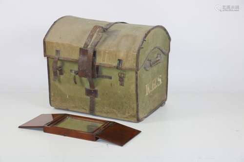 A canvas and leather Military Trunk, with label fo…