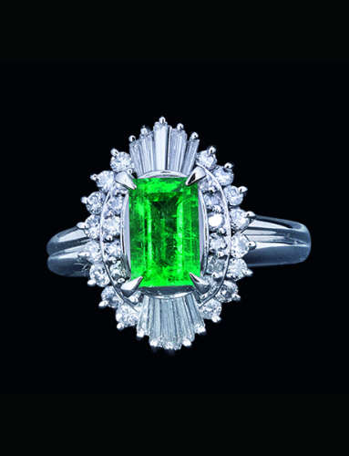 PT900祖母绿钻石戒指