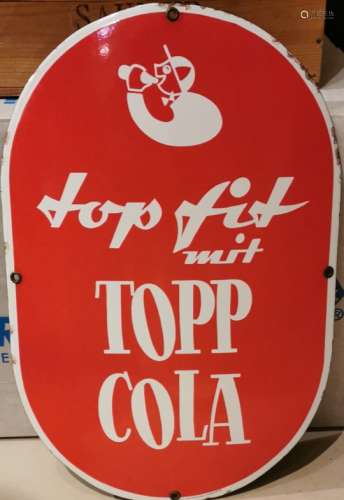 Plaque émaillée ovale de la marque TOPP COLA destinée à l'Allemagne (Boos & Hahn [...]