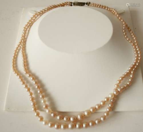Collier ancien (vers 1900) à 2 rangs de perles - Antique necklace (circa 1900) with [...]