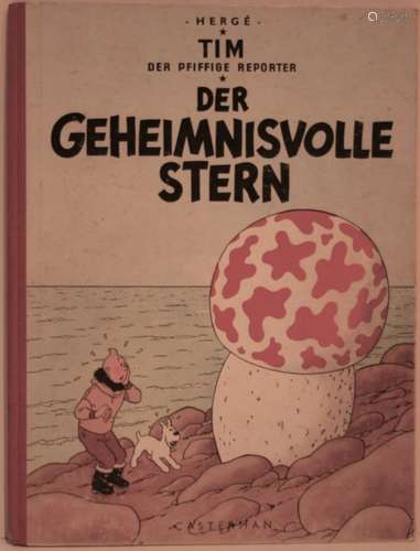 TINTIN Der Pfiffige Reporter : Der Geheimnisvolle Stern, dos rouge, mention 1954, [...]