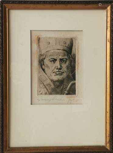 Jos SÜNNEN (1894-1969), artiste luxembourgeois, Gravure : St Anselmius, signée en [...]