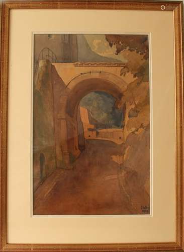 Sosthène WEIS (1872-1941), aquarelliste luxembourgeois, Grande aquarelle : Arche en [...]