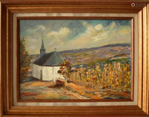 Jos OESTREICHER (né en 1930), artiste luxembourgeois, Huile sur toile : [...]