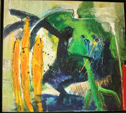 Rita GIERENS (née en 1950), artiste luxembourgeoise, Huile sur toile : Composition, [...]