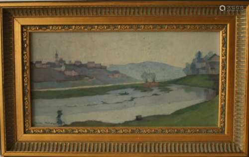 Nico KLOPP (1894-1930), peintre et graveur luxembourgeois, Huile sur panneau : [...]