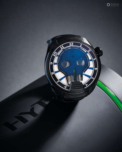 HYT. A Limited Edition DCL-Coated Titanium Wristwatch with Retrograde Fluid Hours and Power Reserve