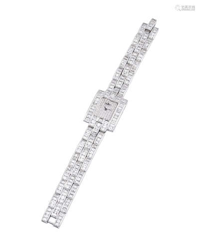 Adler. A Fine Lady's White Gold and Diamond-Set Bracelet Watch