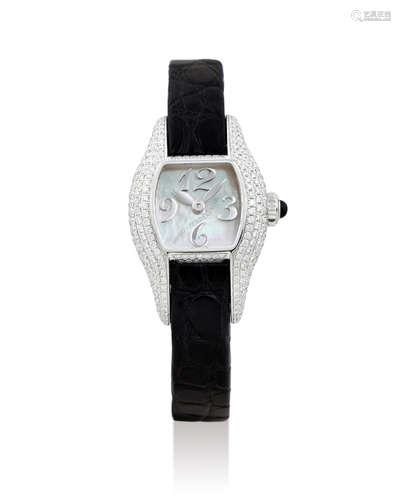 Girard-Perregaux. A Lady's White Gold and Diamond-Set Wristwatch with Mother-of-Pearl Dial