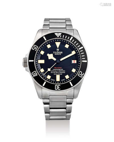 Tudor. A Titanium Left Handed Wristwatch with Bracelet, Date and Helium Escape Valve