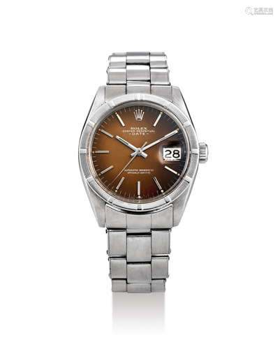 Rolex. A Rare Stainless Steel Wristwatch with Centre Seconds, Date and Tropical Dial