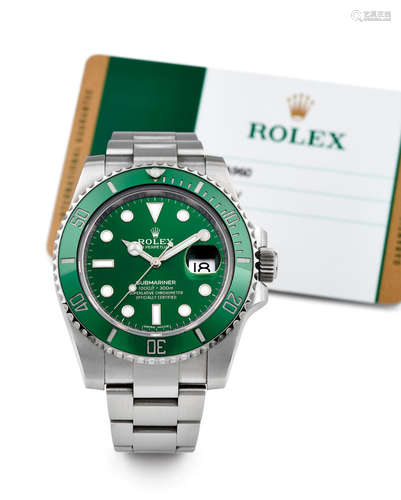 Rolex. A Stainless Steel Chronograph Bracelet Watch with Green Dial and Date, Complete with Box, Certificate, 4 Extra Links and Swing Tag