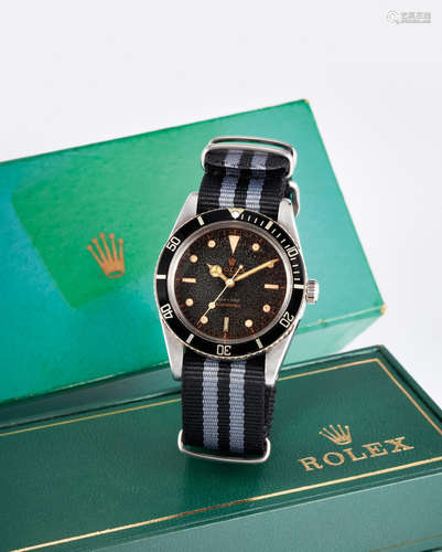 ROLEX. A RARE STAINLESS STEEL WRISTWATCH,  AGED PATINA DIAL WITH GOLDEN ORANGE PRINTS