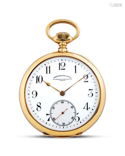 Vacheron Constantin. A Fine and Large Yellow Gold Open Face Keyless Pocket Watch