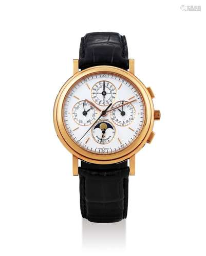 Vacheron Constantin. A Pink Gold Perpetual  Calendar Chronograph Wristwatch with Moon Phases