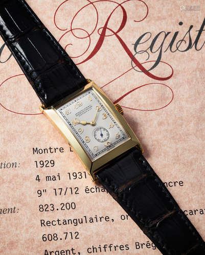 Patek Philippe. An Early and Rare Yellow Gold Wristwatch, Retailed by Tiffany & Co.