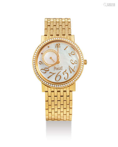 Piaget. A Yellow Gold and Diamond-Set Bracelet Watch with Mother-of-Pearl Dial