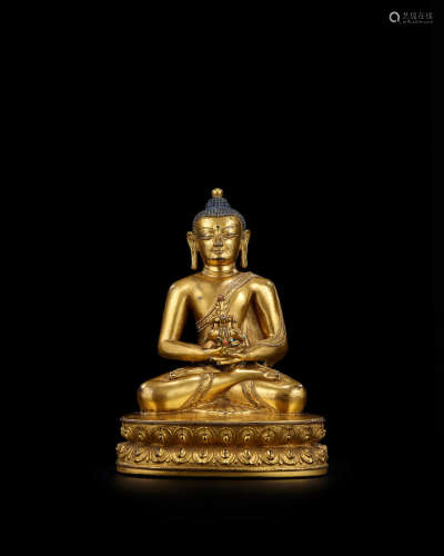 Tibet, 16th century A fine gilt copper-alloy figure of Amitabha Buddha
