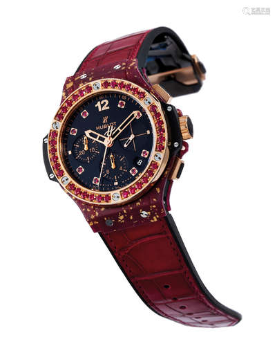 Hublot. A Limited Edition Pink Gold, Composite and Red Spinel-Set Chronograph Wristwatch