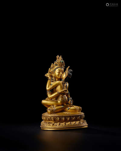 Tibet, 16th/17th century A gilt-bronze group of Vajrasattva in union with Vajramamani