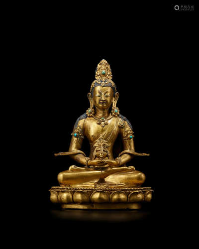 18th century A fine gilt-bronze figure of Amitayus