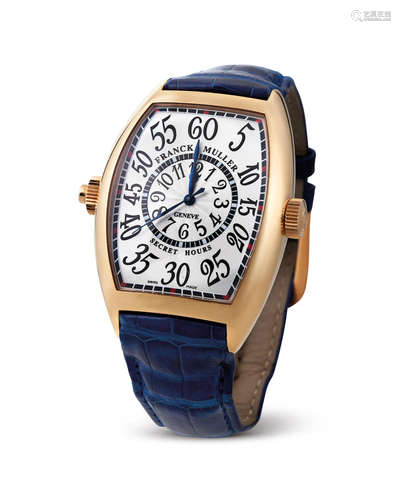 Franck Muller. An Oversized Pink Gold Wristwatch with Secret Hour Display