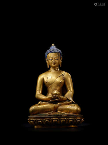 Tibet, 18th century A fine and rare gilt-bronze figure of Amitabha